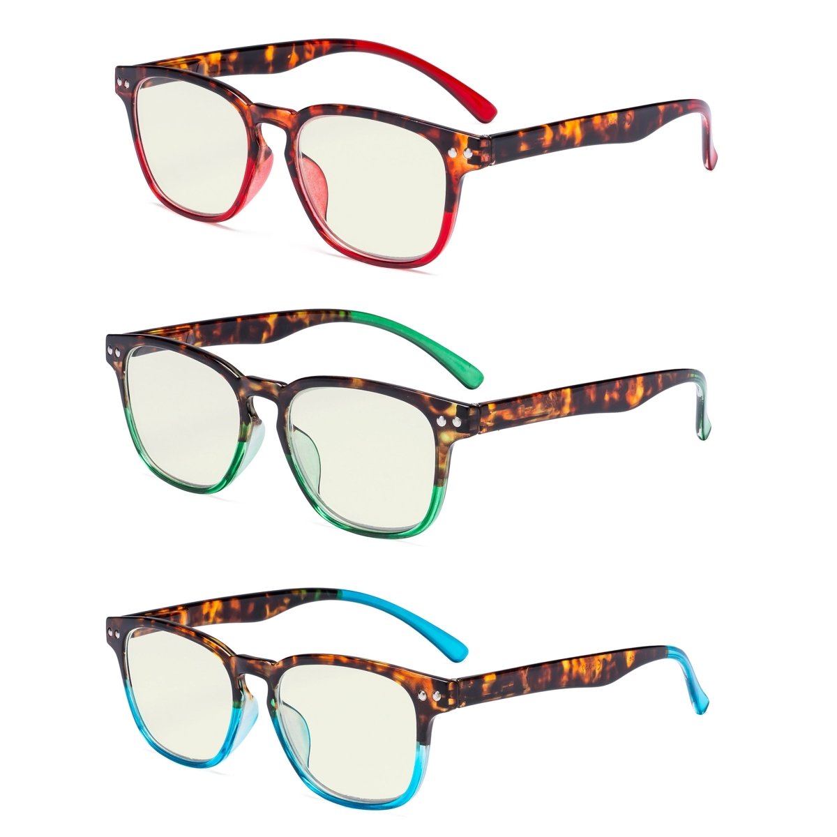 3 Pack Blue Light Filter Reading Glasses UVR079D from eyekeeper.com