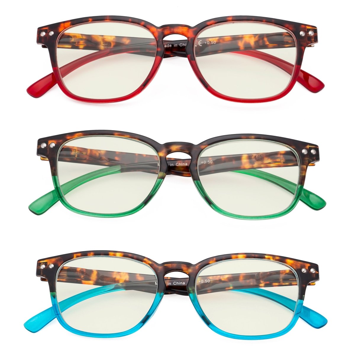 3 Pack Blue Light Filter Reading Glasses UVR079D from eyekeeper.com