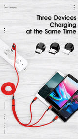3 Port Fast LED Car Charger + 3 in 1 Cable Combo Black from PremiumBrandGoods