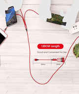 3 Port Fast LED White Car Charger + 3 in 1 Cable Combo Gold from PremiumBrandGoods