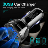 3 Port Fast LED White Car Charger + 3 in 1 Cable Combo Gold from PremiumBrandGoods
