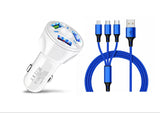 3 Port Fast LED White Car Charger + 3 in 1 Cable Combo from PremiumBrandGoods
