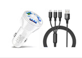 3 Port Fast LED White Car Charger + 3 in 1 Cable Combo from PremiumBrandGoods