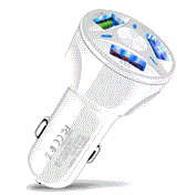 3 Port Fast LED White Car Charger + 3 in 1 Cable Combo from PremiumBrandGoods