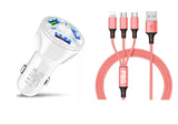 3 Port Fast LED White Car Charger + 3 in 1 Cable Combo from PremiumBrandGoods