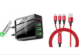 3 port LED Display High Speed Wall Charger Black + 3 in 1 Cable Combo from PremiumBrandGoods