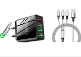 3 port LED Display High Speed Wall Charger Black + 3 in 1 Cable Combo from PremiumBrandGoods