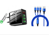 3 port LED Display High Speed Wall Charger Black + 3 in 1 Cable Combo from PremiumBrandGoods