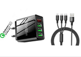 3 port LED Display High Speed Wall Charger Black + 3 in 1 Cable Combo from PremiumBrandGoods