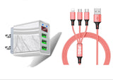 3 port LED Display High Speed Wall Charger White + 3 in 1 Cable Combo from PremiumBrandGoods