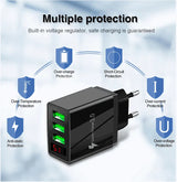 3 port LED Display Wall Charger  and 3 in 1 Cable Bundle Black from PremiumBrandGoods