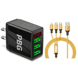 3 port LED Display Wall Charger  and 3 in 1 Cable Bundle Gold from PremiumBrandGoods