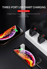 3 Port LED Fast Quick Charge QC 3.0 USB Hub Display Wall Charger Adapter US Plug from PremiumBrandGoods