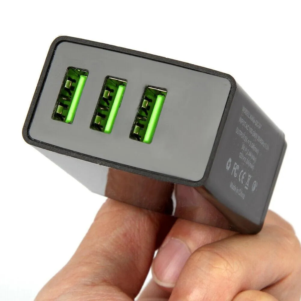 3 Port LED Fast Quick Charge QC 3.0 USB Hub Display Wall Charger Adapter US Plug from PremiumBrandGoods