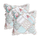 DaDa Bedding Set of 2-Pieces Hint of Mint Floral Patchwork Throw Pillow Covers, 18" x 18" (JHW3036) from DaDalogy Bedding Collection