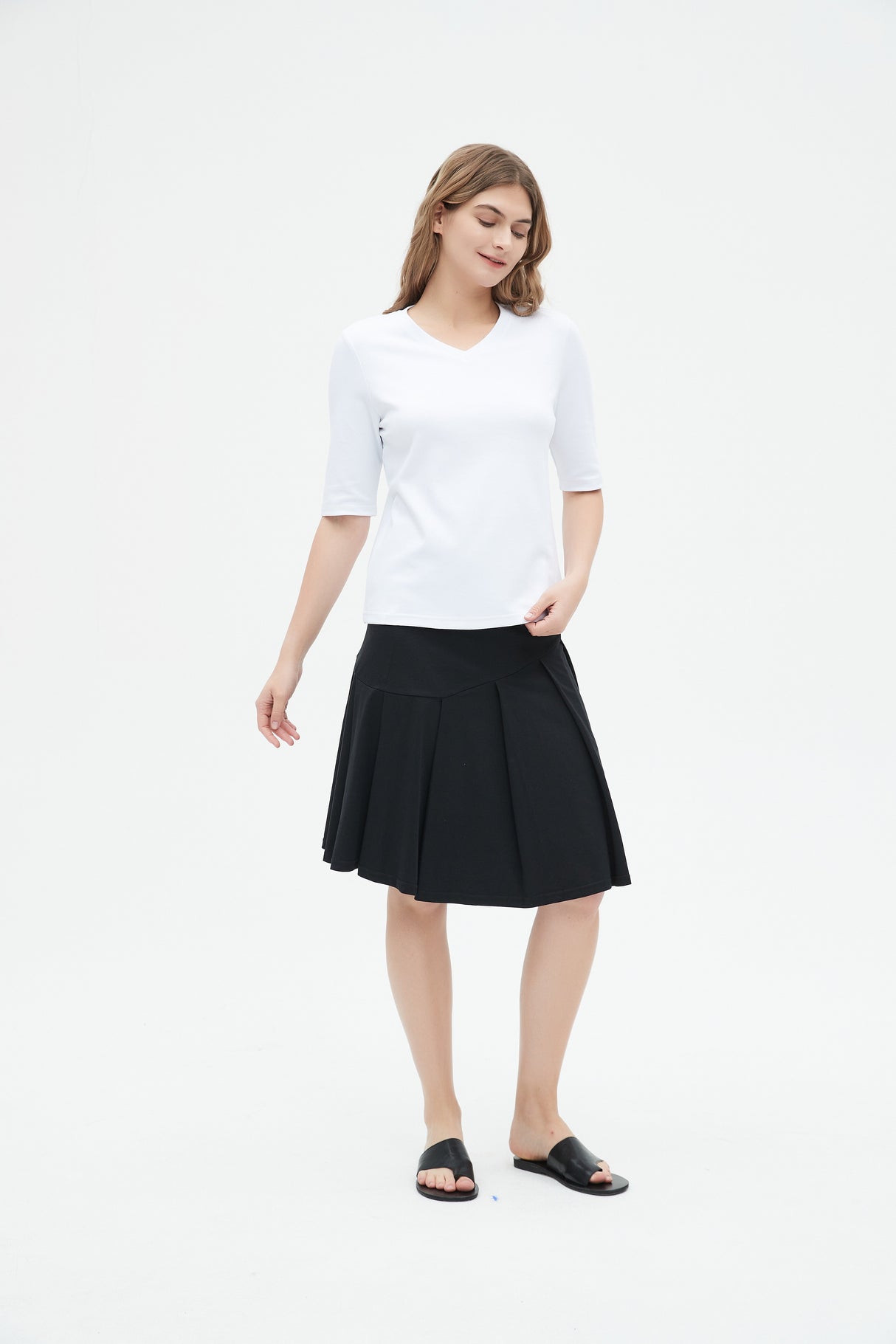 MM COTTON HALF PLEAT - BLACK from Mia Mod
