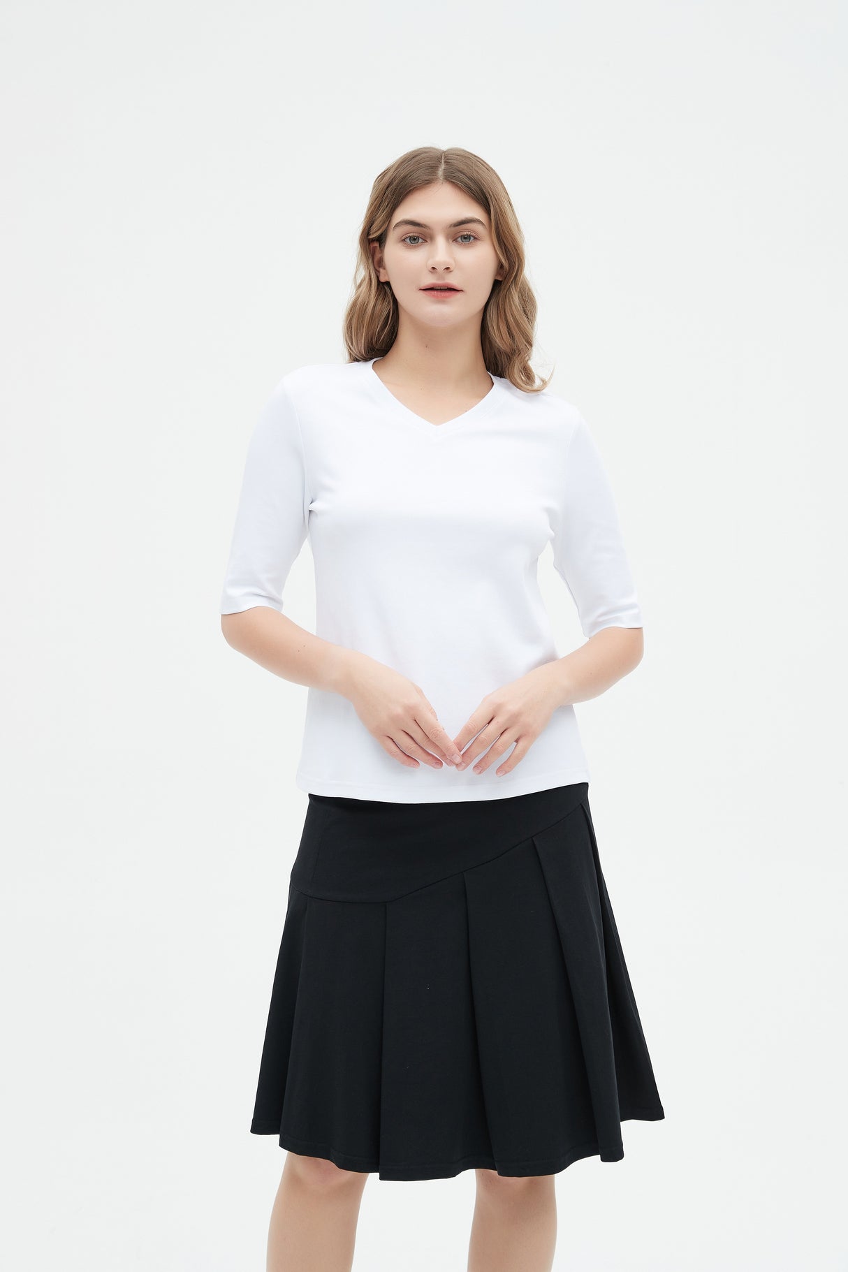 MM COTTON HALF PLEAT - BLACK from Mia Mod