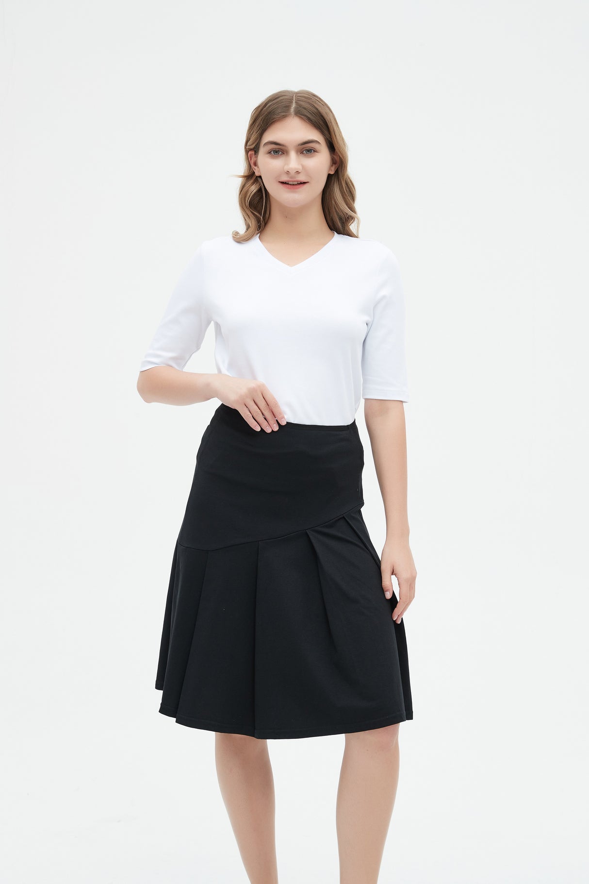 MM COTTON HALF PLEAT - BLACK from Mia Mod