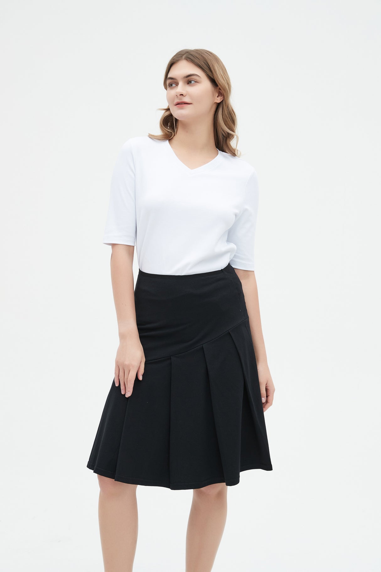 MM COTTON HALF PLEAT - BLACK from Mia Mod