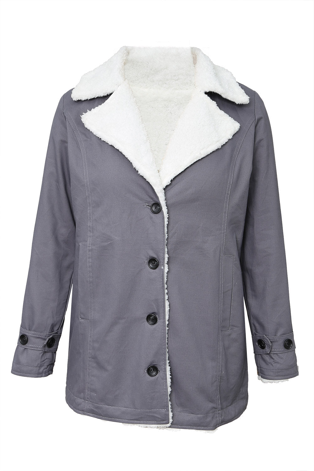 Casual Denim Coat with Plush Lining from MsDressly