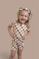 CHESTNUT CHECKERS DREAM BOW HAIR CLIPS from DREAM BIG LITTLE CO