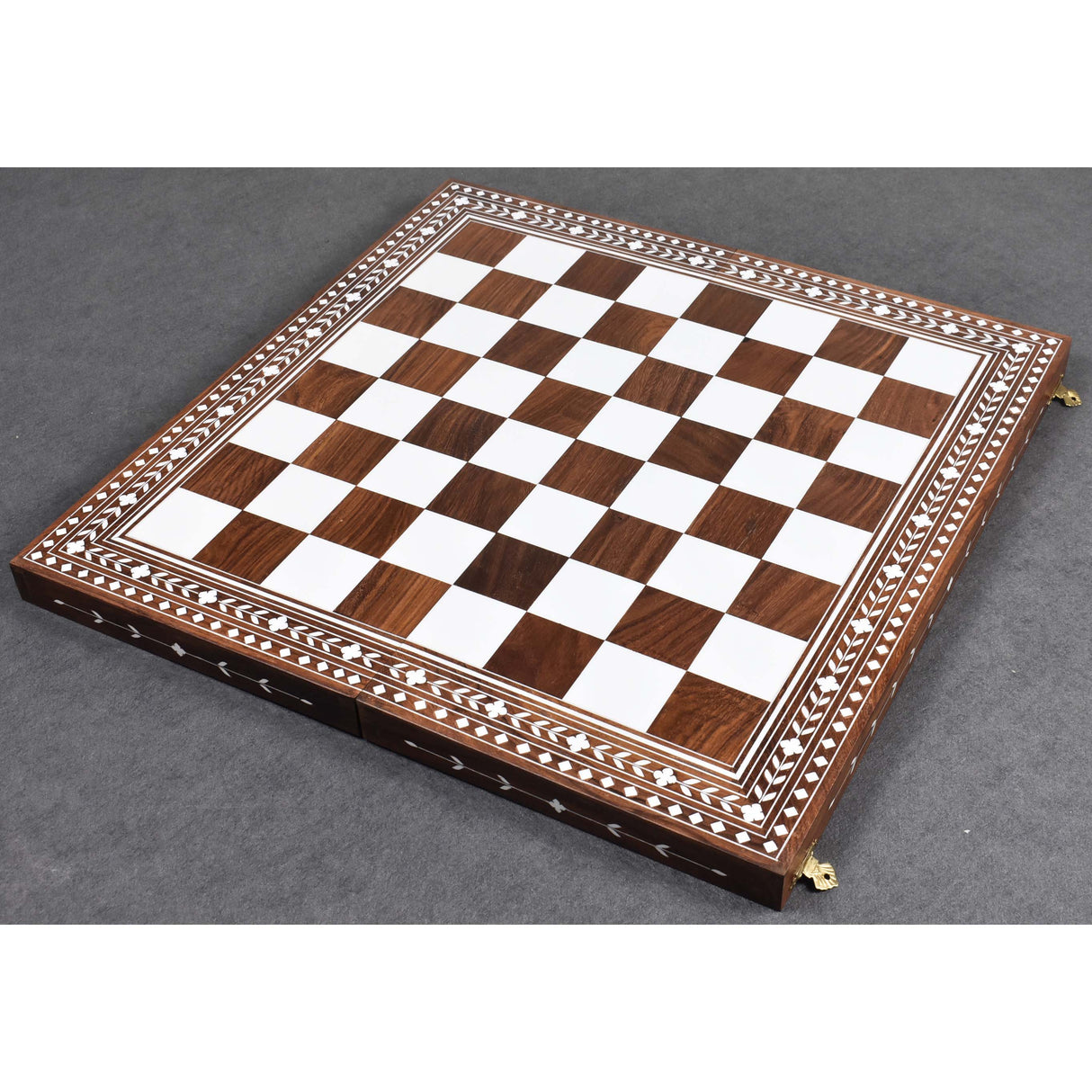 Golden Rosewood & Acrylic Ivory Inlaid Wooden Folding Chess board-45mm Square 18" From Royal Chess Mall