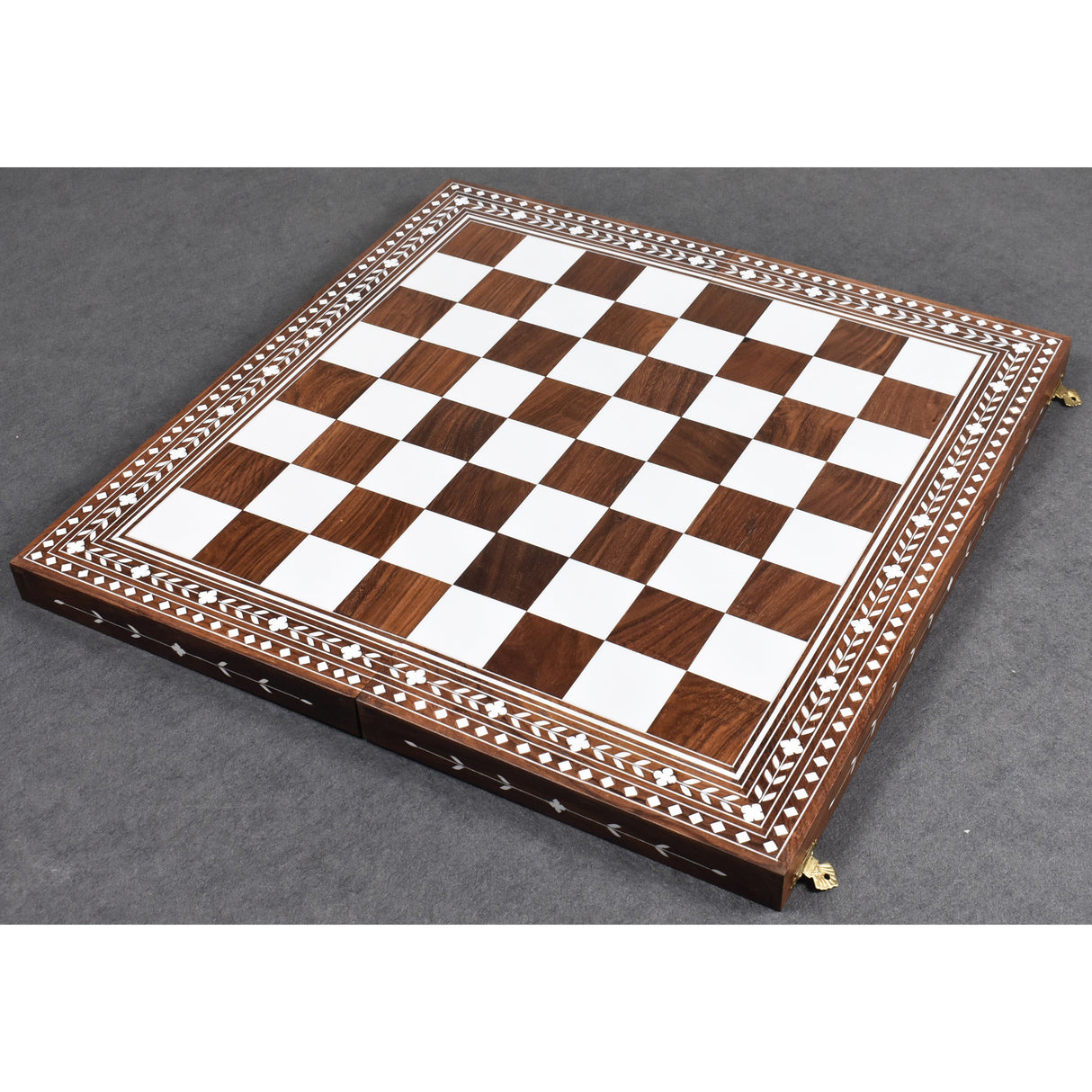 Golden Rosewood & Acrylic Ivory Inlaid Wooden Folding Chess board-45mm Square 18" From Royal Chess Mall