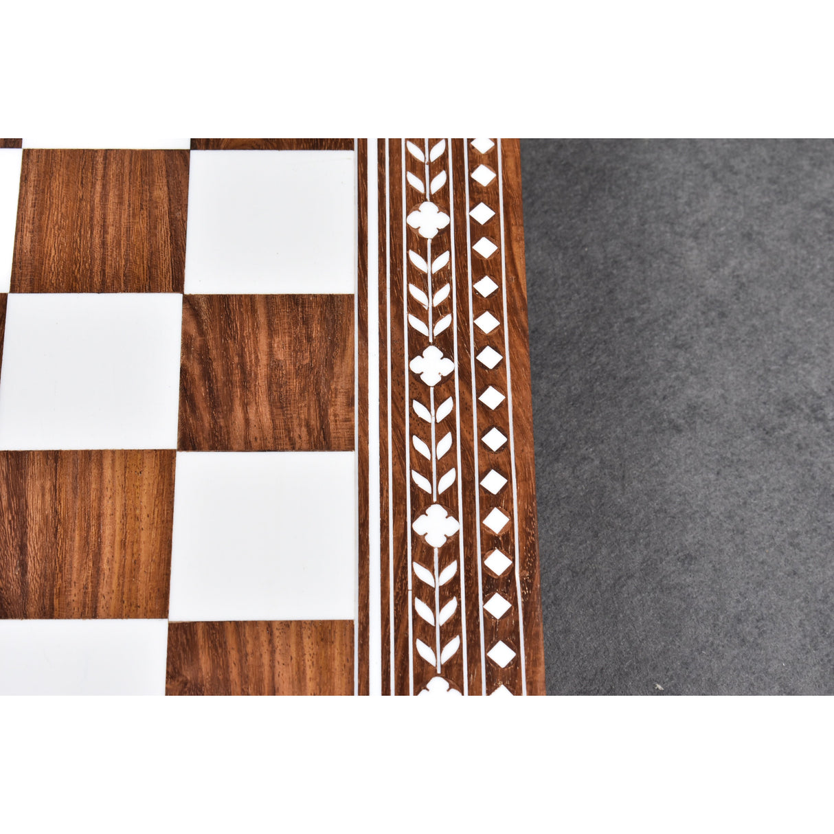 Golden Rosewood & Acrylic Ivory Inlaid Wooden Folding Chess board-45mm Square 18" From Royal Chess Mall