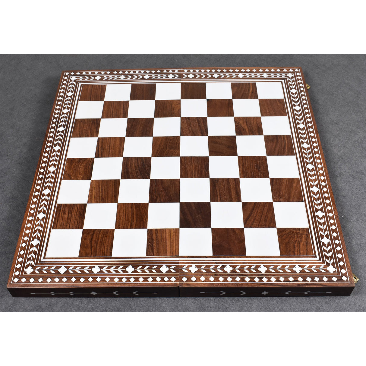 Golden Rosewood & Acrylic Ivory Inlaid Wooden Folding Chess board-45mm Square 18" From Royal Chess Mall