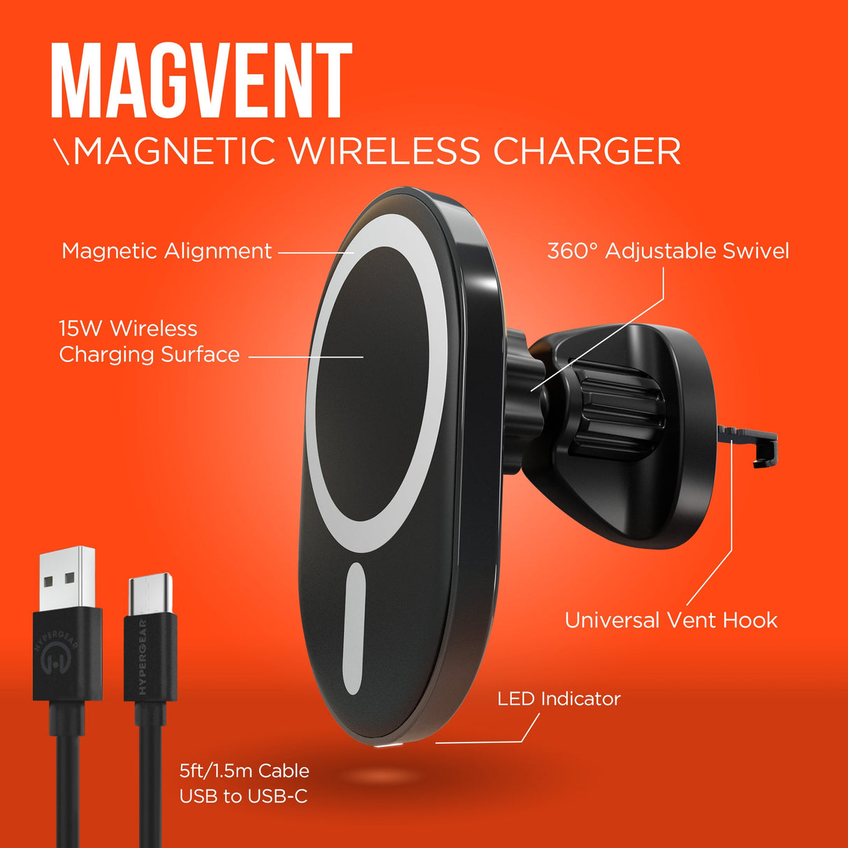 HyperGear MagVent Wireless Car Charging Mount for iPhone 13 from Jupiter Gear Home