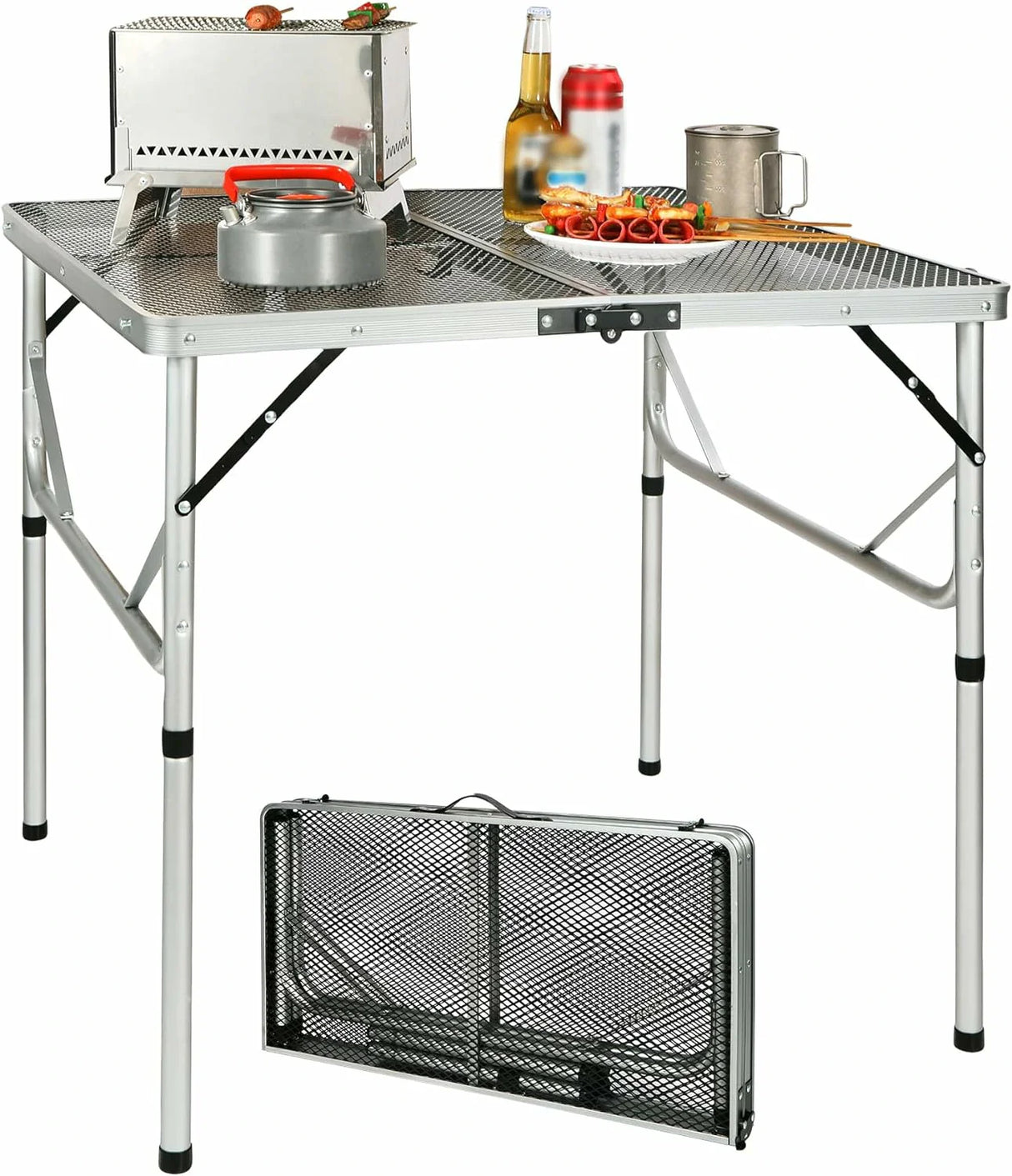 Folding Grill Table for Outside with Adjustable Height Legs From Redcamp