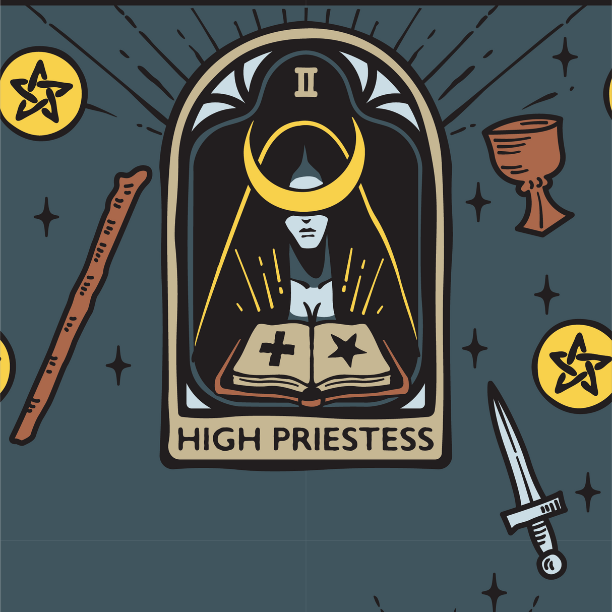 The High Priestess Tarot Nouveau Crew Socks from FootClothes