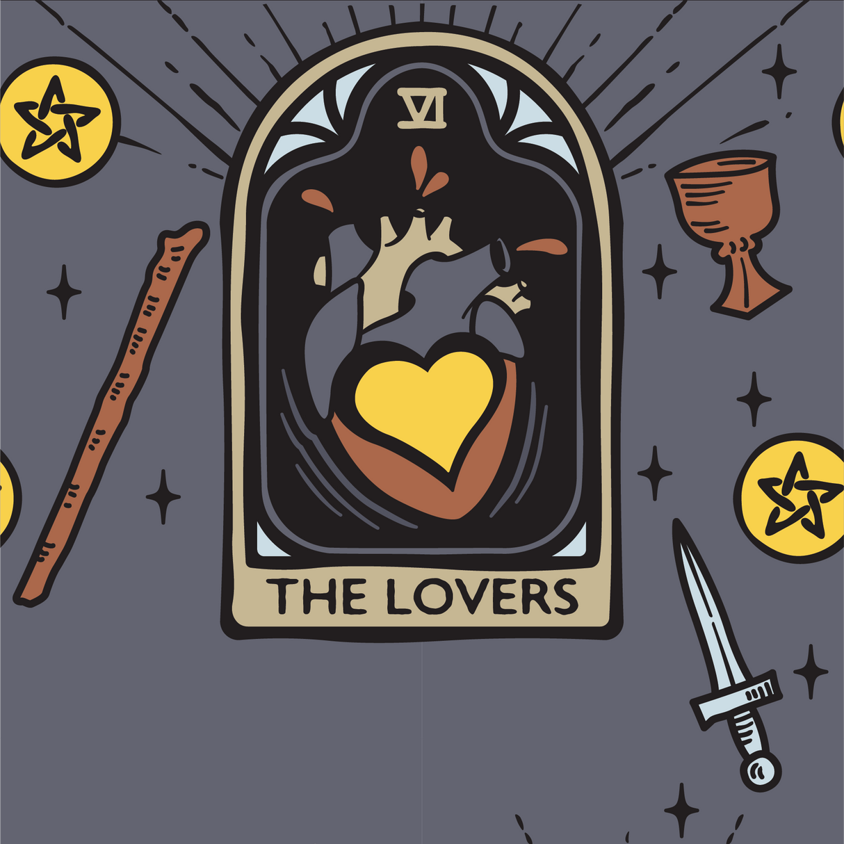 The Lovers Tarot Nouveau Crew Socks from FootClothes