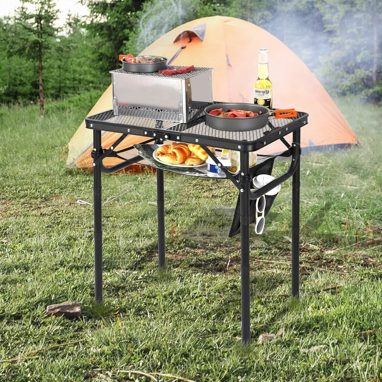Folding Grill Table for Outside with Adjustable Height Legs From Redcamp