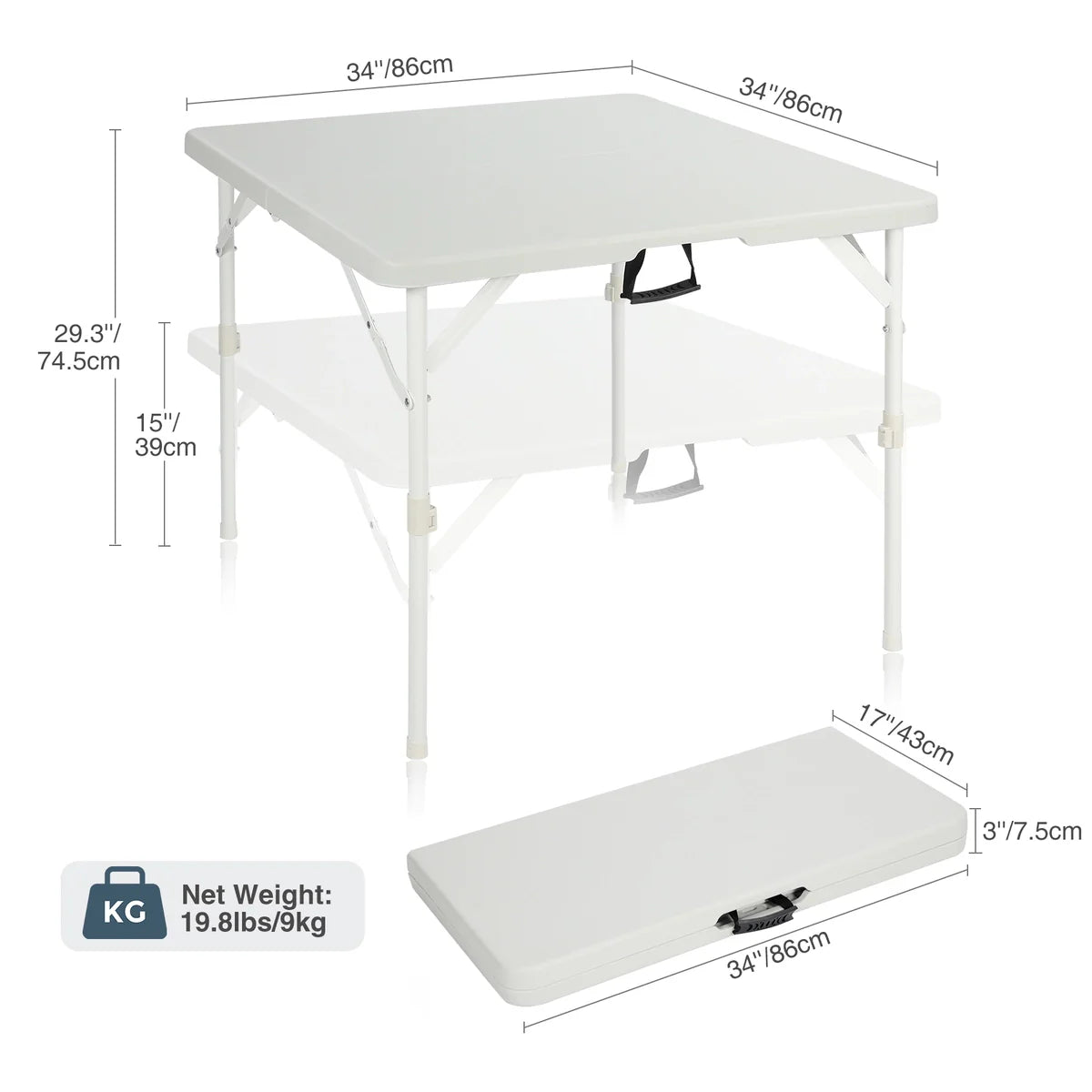 Lightweight Portable Square Card Table with Folding Legs From Redcamp