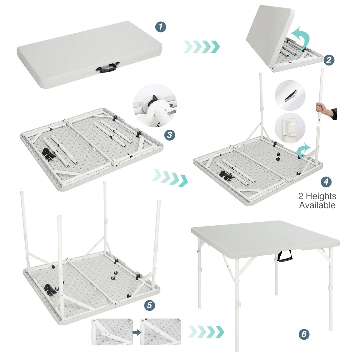 Lightweight Portable Square Card Table with Folding Legs From Redcamp