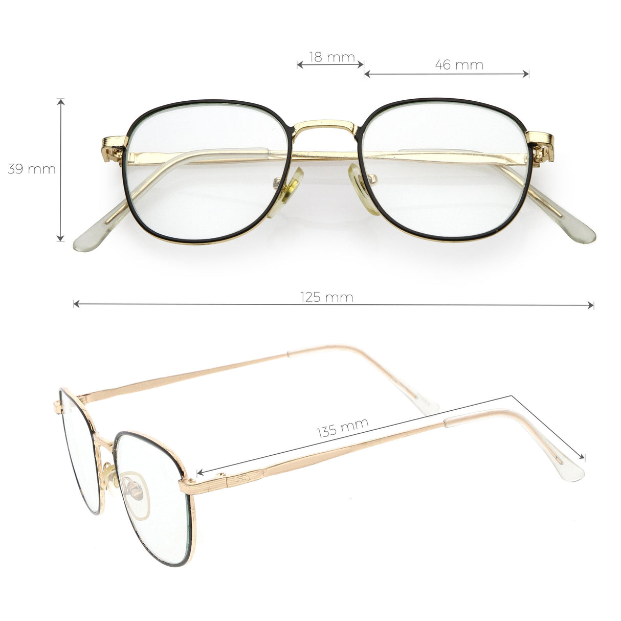 True Vintage Dapper Square Clear Lens Glasses C718 from zeroUV