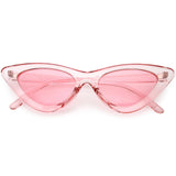 Women's Retro 1990's Narrow Flat Color Tone Lens Cat Eye Sunglasses C524 from zeroUV