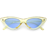 Women's Retro 1990's Narrow Flat Color Tone Lens Cat Eye Sunglasses C524 from zeroUV