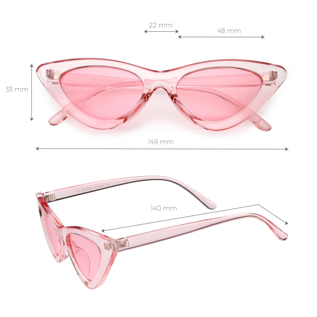 Women's Retro 1990's Narrow Flat Color Tone Lens Cat Eye Sunglasses C524 from zeroUV