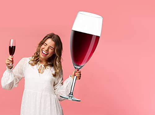 Worlds Largest Giant Wine Glass - Huge 32 Inches, 3.7 Gallons, Mega Pint, Huge Stemware, Clear Decorative Hand Blown Glassware, Large Novelty Stemware/Champagne Magnum Chiller, Oversized XL Goblet from The Wine Savant