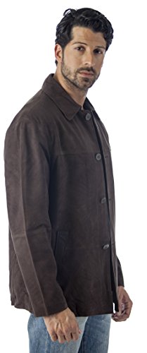 REED Men's Quello 4 Button Water Repellent Suede Leather Jacket - Imported from Reed Leather
