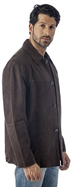 REED Men's Quello 4 Button Water Repellent Suede Leather Jacket - Imported from Reed Leather