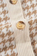 Beige Corduroy Shirt Jacket with Houndstooth Panel from MsDressly