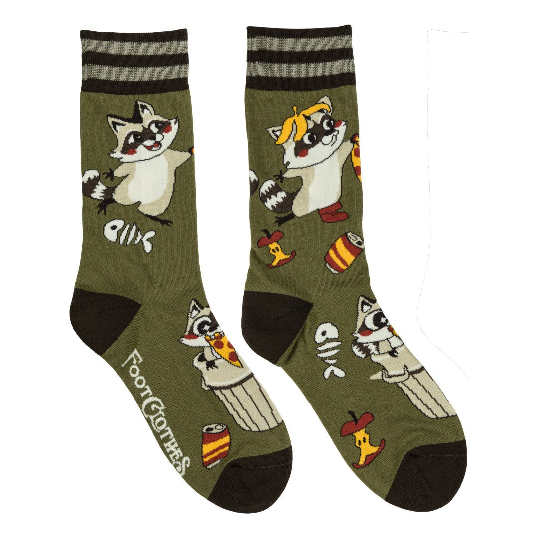 Trash Panda Pizza Party Crew Socks from FootClothes
