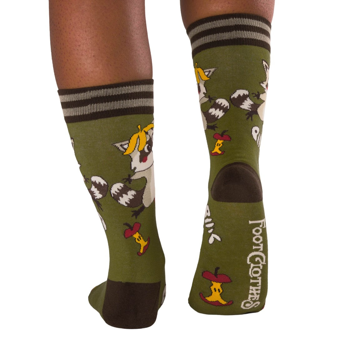 Trash Panda Pizza Party Crew Socks from FootClothes
