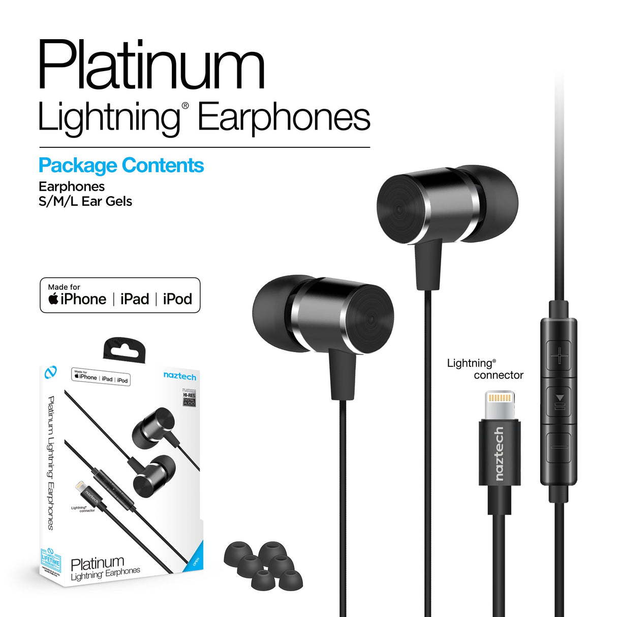 Naztech Platinum High Fidelity Lightning Earbuds from Jupiter Gear Home