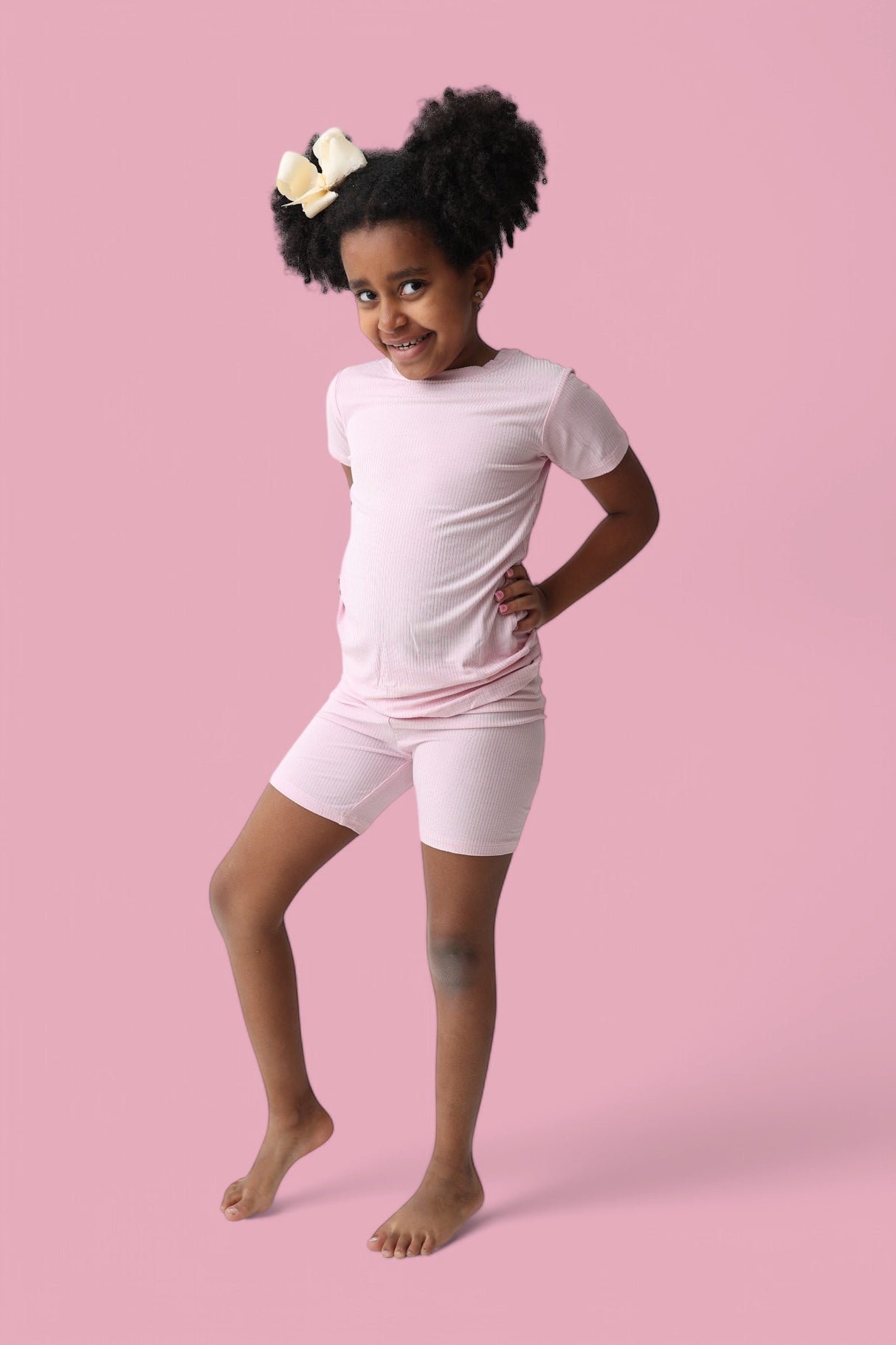 PINK ROSE RIB DREAM SHORT SET from DREAM BIG LITTLE CO
