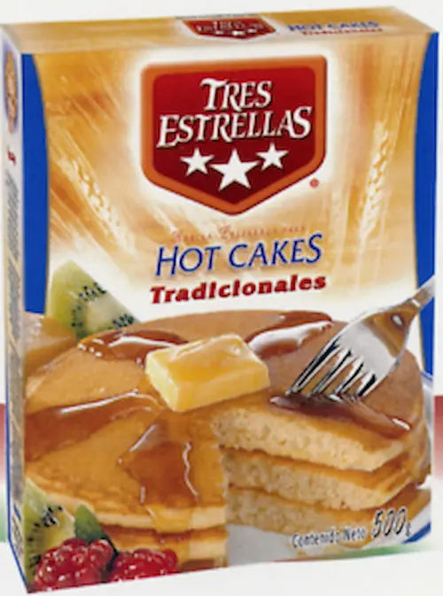 Tres Estrellas Hot Cakes Mix 12 pack 17.6 oz from Mexmax INC.