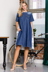 Denise Dress with Novelty Back Printed Pleating from Joh Apparel